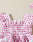 2pcs Gingham Ruffle Set