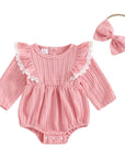 2 Pcs Lace Ruffle Romper