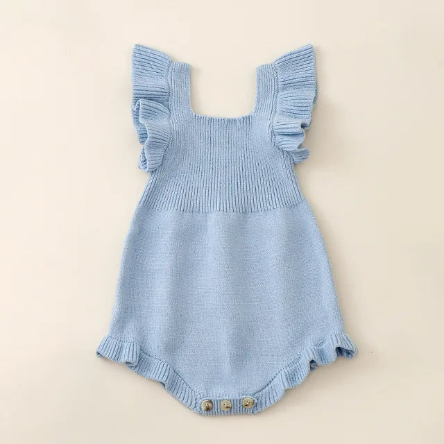 Knit Ruffle Sleeve Romper