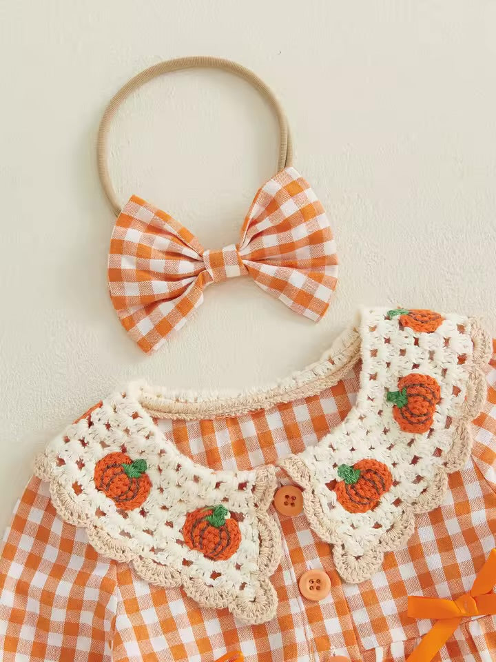 Little Pumpkin Crochet Bubble Romper Set