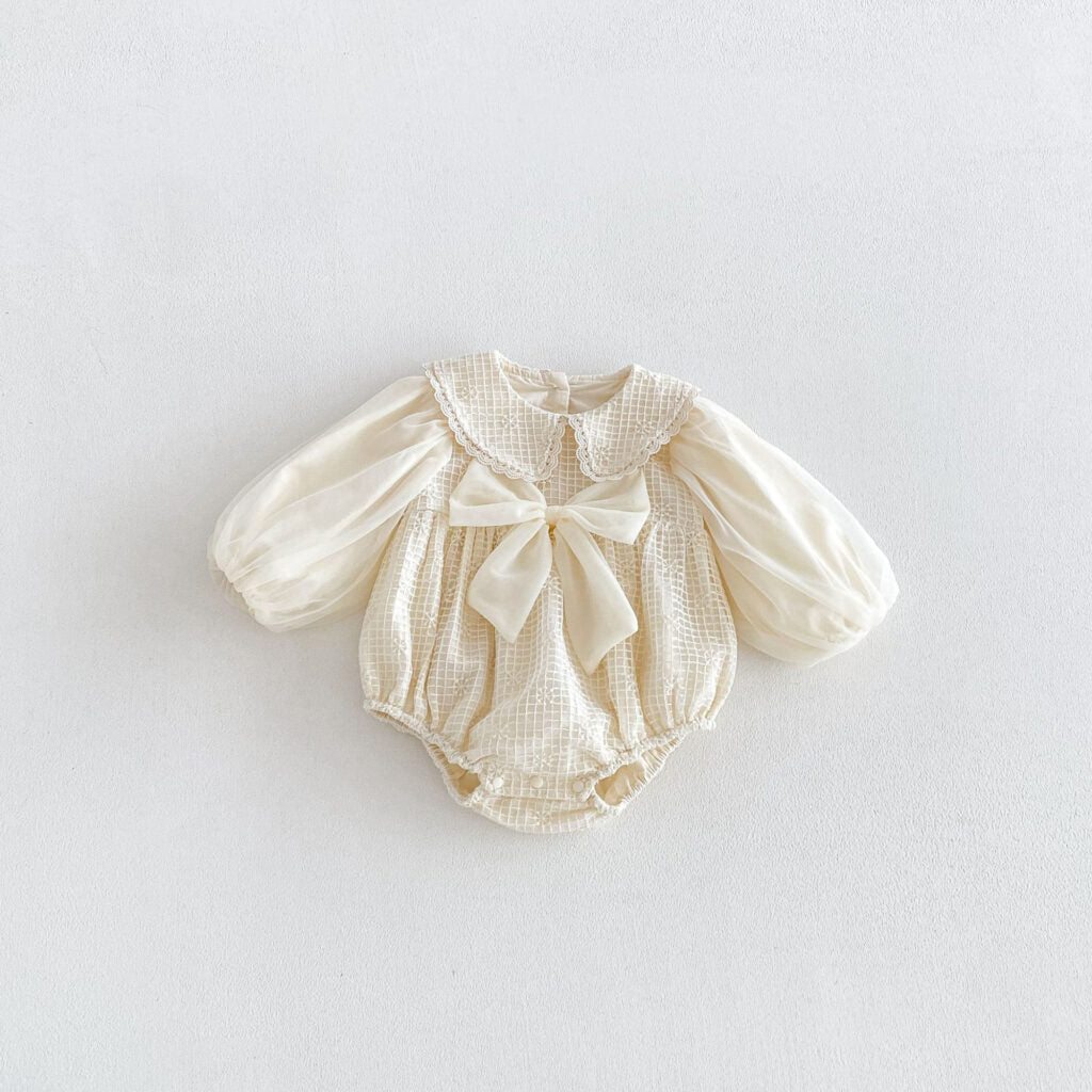 Eloise Lace Bow Bubble Romper