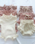 Waffle Cotton Ruffle Set