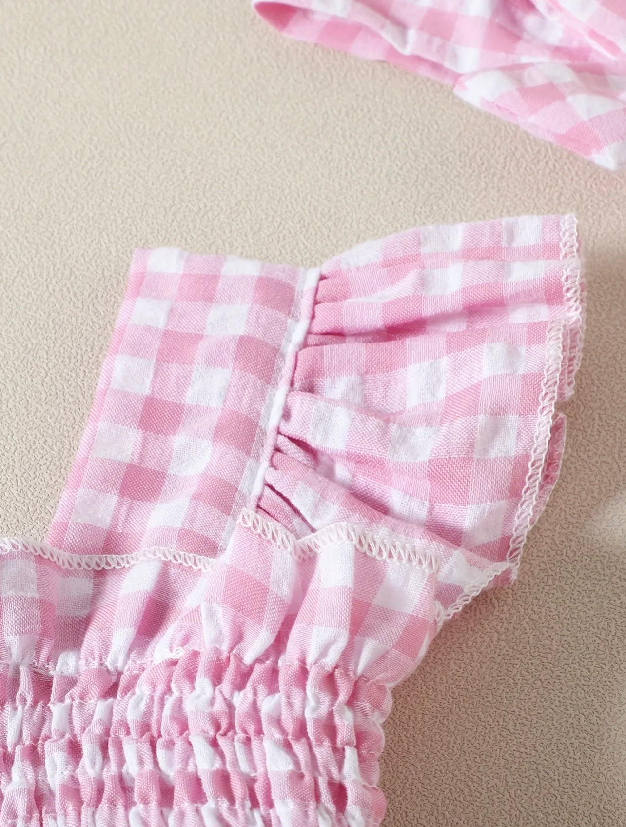 2pcs Gingham Ruffle Set