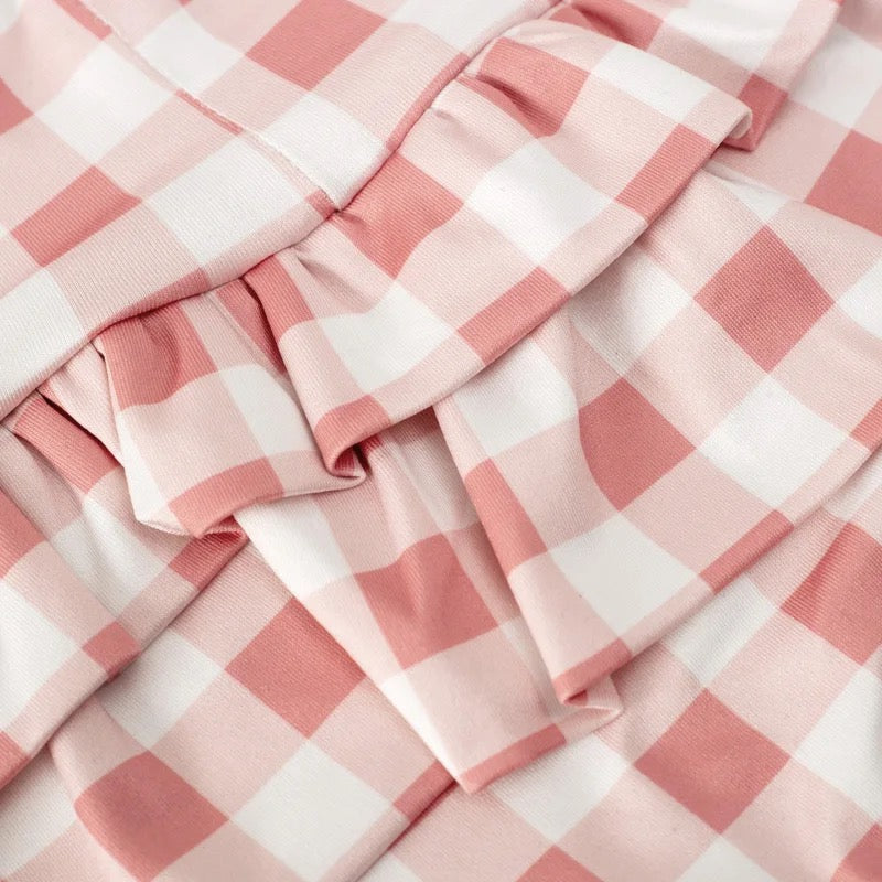 3pcs Gingham Ruffle set (pink)