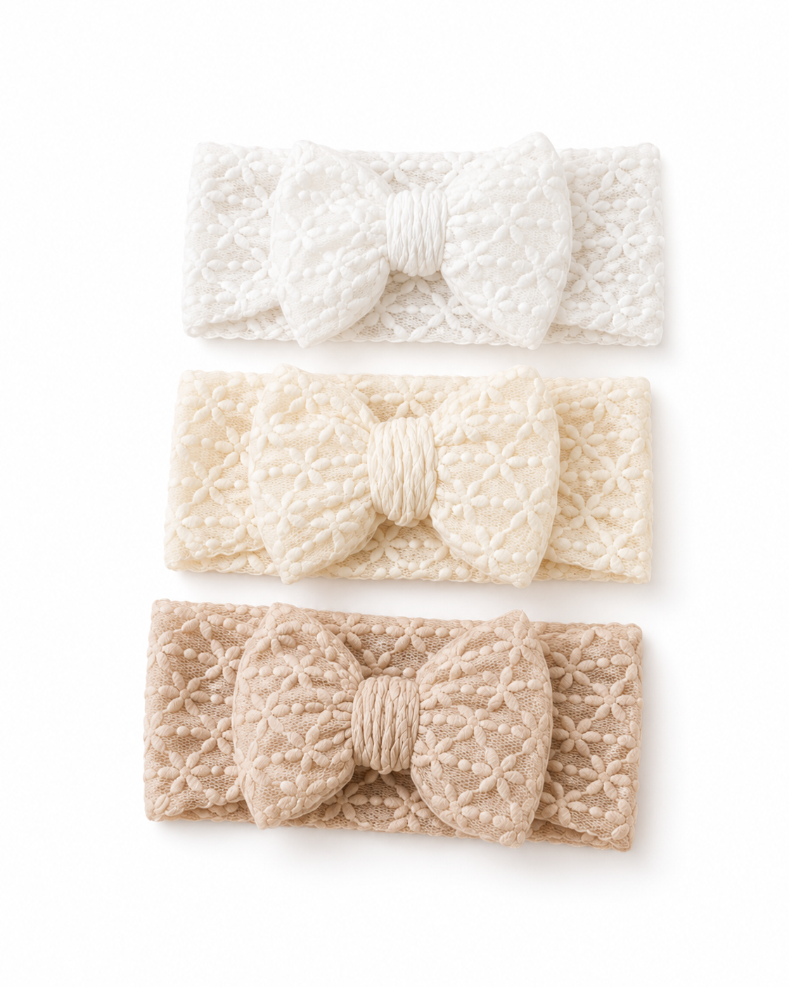 Lace Bow Baby Headband Set (3-Pack)