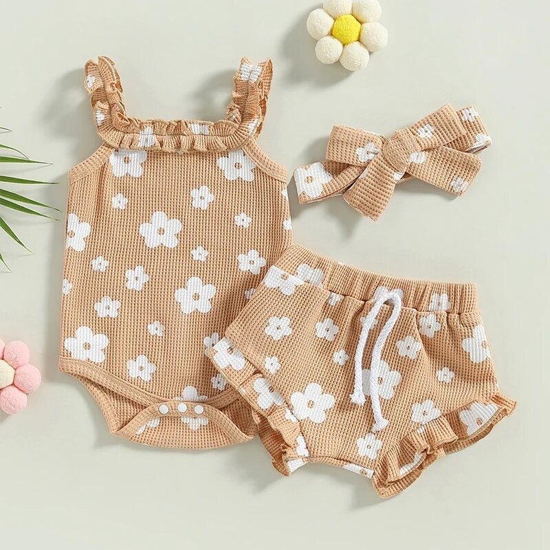 3pcs Ruffle Cami Short set