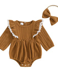 2 Pcs Lace Ruffle Romper