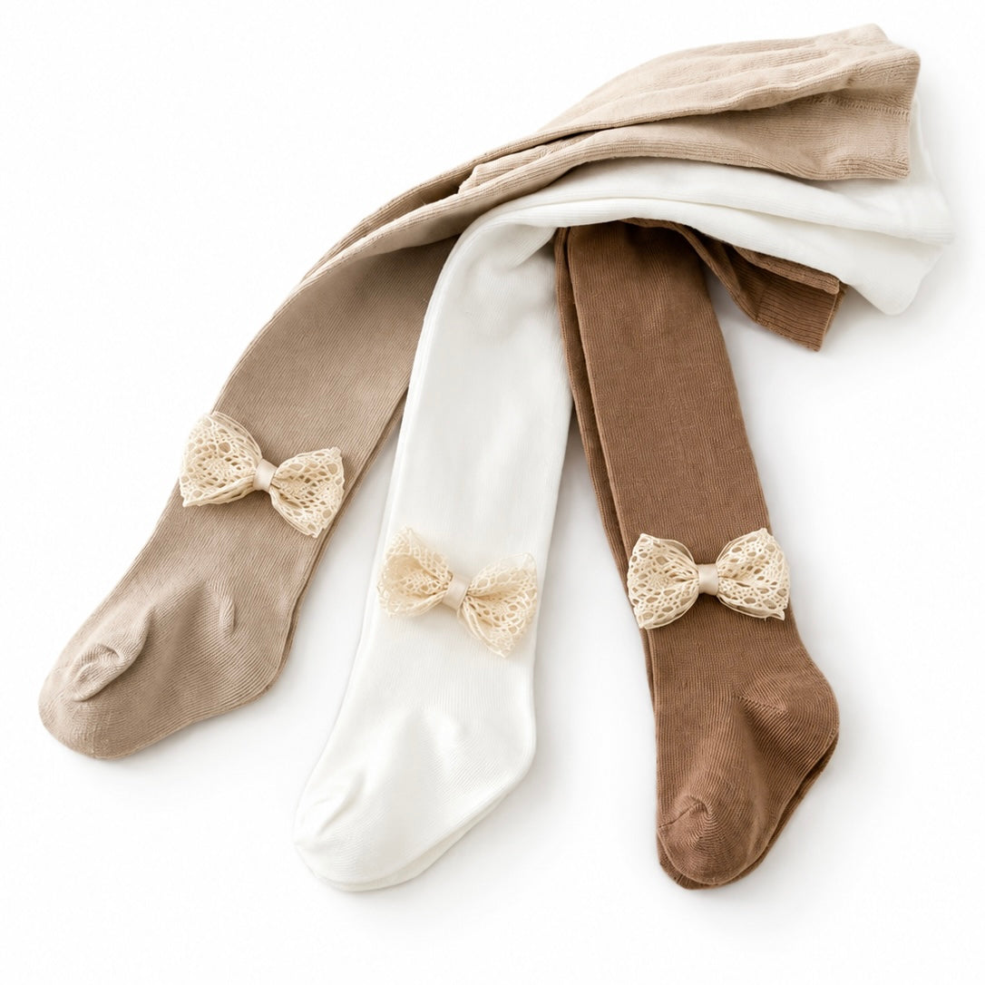 3-Pack Lace Bow Baby Tights