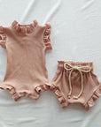 Waffle Cotton Ruffle Set