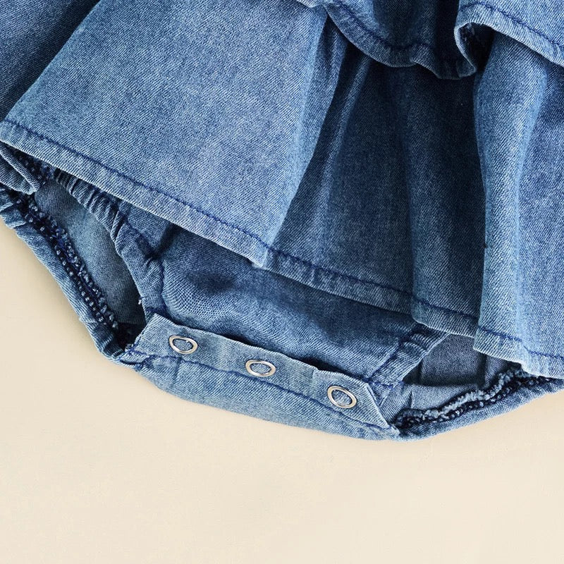 Ruffled Denim Romper