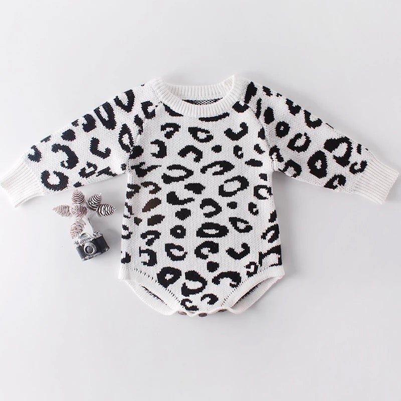 Knit Cotton Leopard Romper