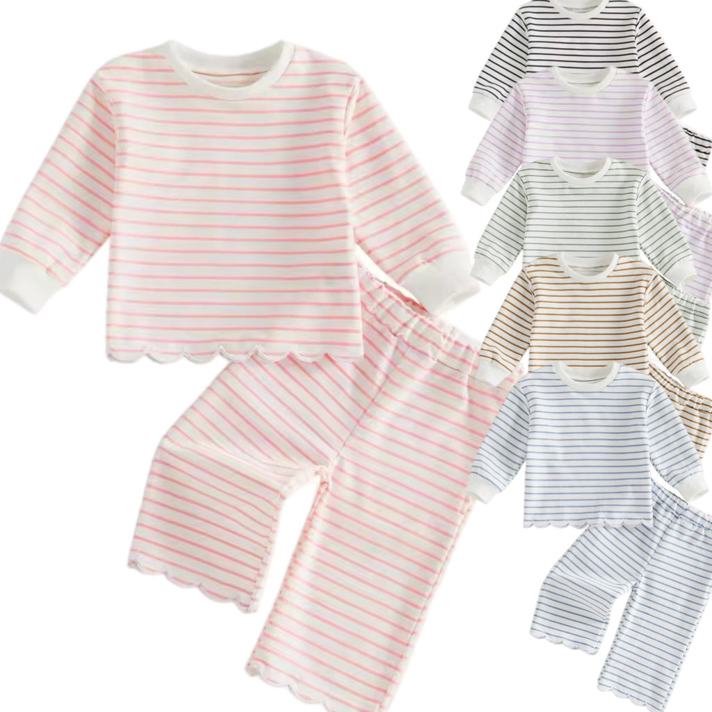 Scalloped Stripe Lounge Set
