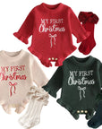 First Christmas Ruffle Sweater Romper
