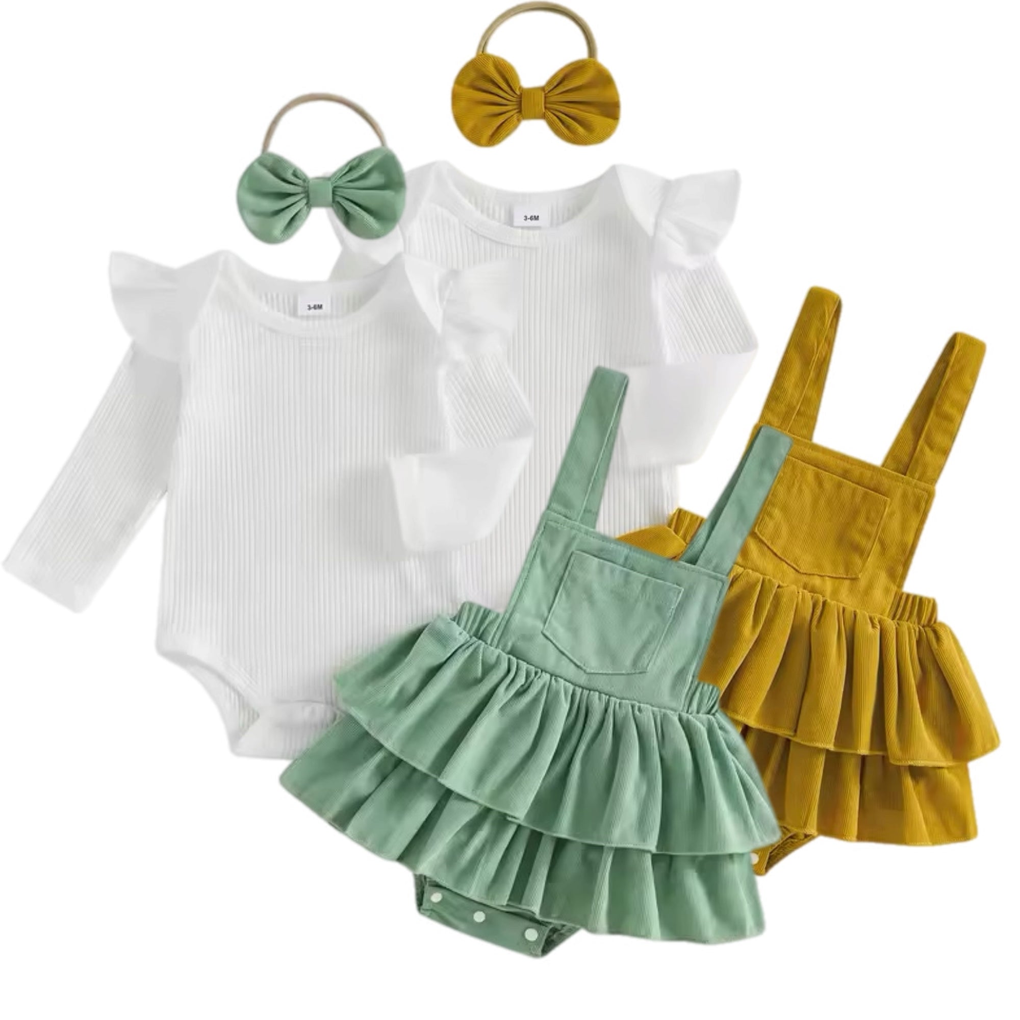 Autumn Corduroy Ruffle Pinafore Set