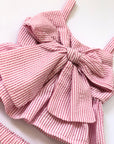 2pcs Bow Pinstriped Set (Blue & Pink)