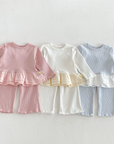 Cozy Bloom Ribbed Ruffle Lounge Set