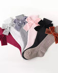 Long Knee Velvet Bow Socks