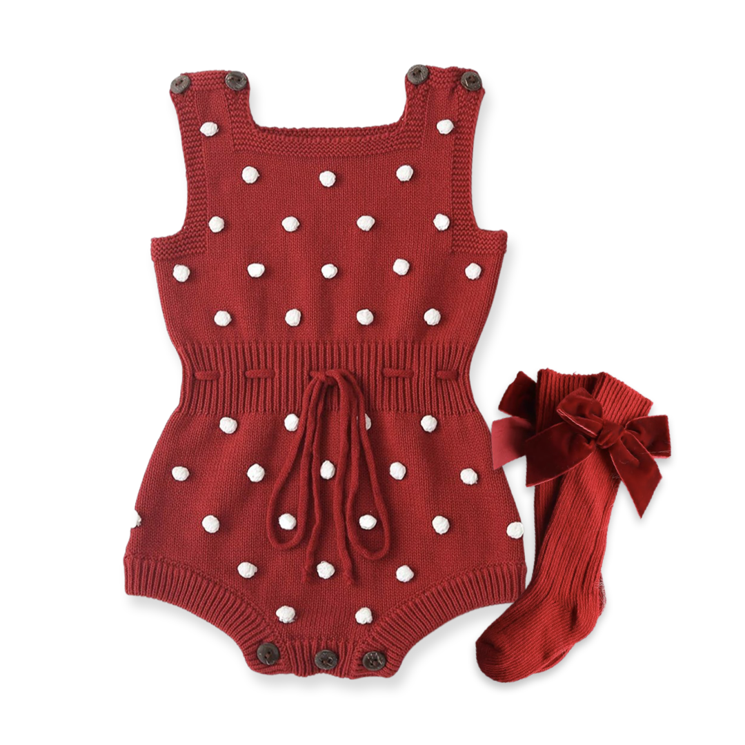 Joelle Pom Romper (Red)