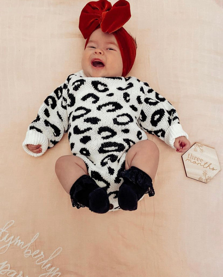 Knit Cotton Leopard Romper