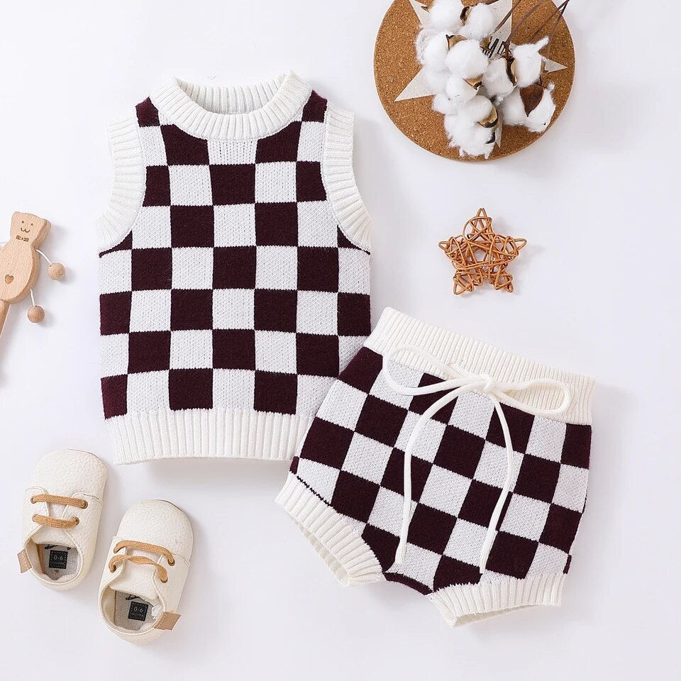 Checkerboard Knit Set