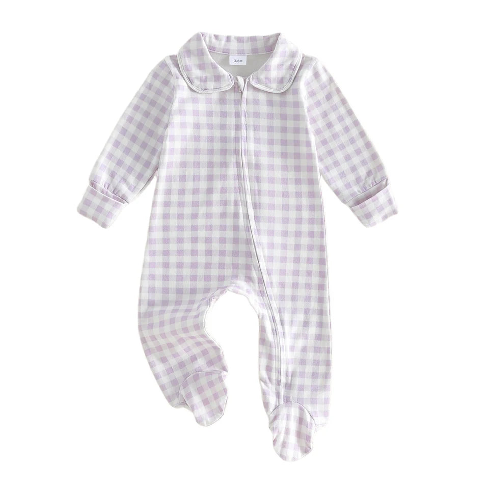 Classic Gingham Collar Footie