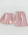 Cozy Bloom Ribbed Ruffle Lounge Set