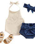 Halter Knit Shorts Set