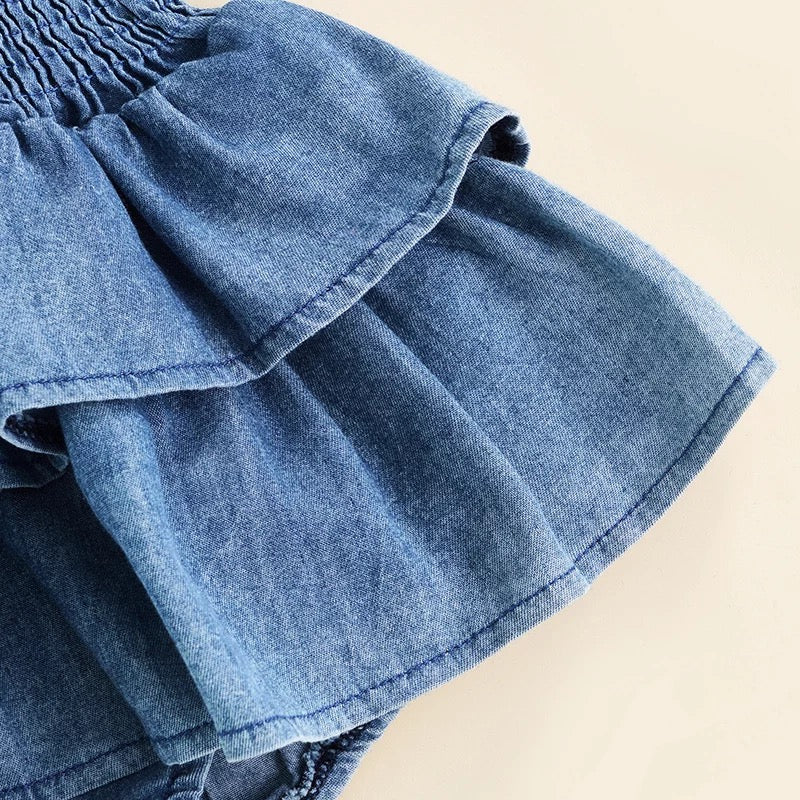 Ruffled Denim Romper