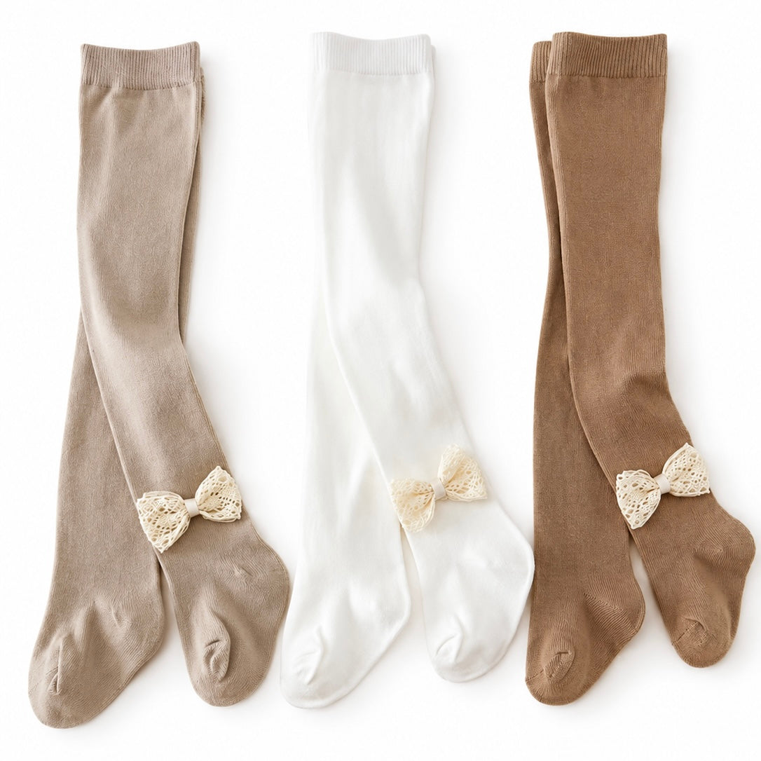 3-Pack Lace Bow Baby Tights