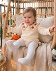 Pumpkin Patch Crochet Collar Knit Romper (Cream)