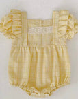 Sunshine Gingham Lace Bubble Romper