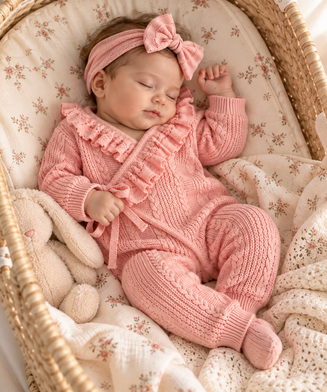 Ruffle Knit Wrap Baby Romper
