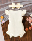 Ribbed Ruffle Romper + Bow Set