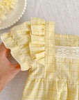 Sunshine Gingham Lace Bubble Romper