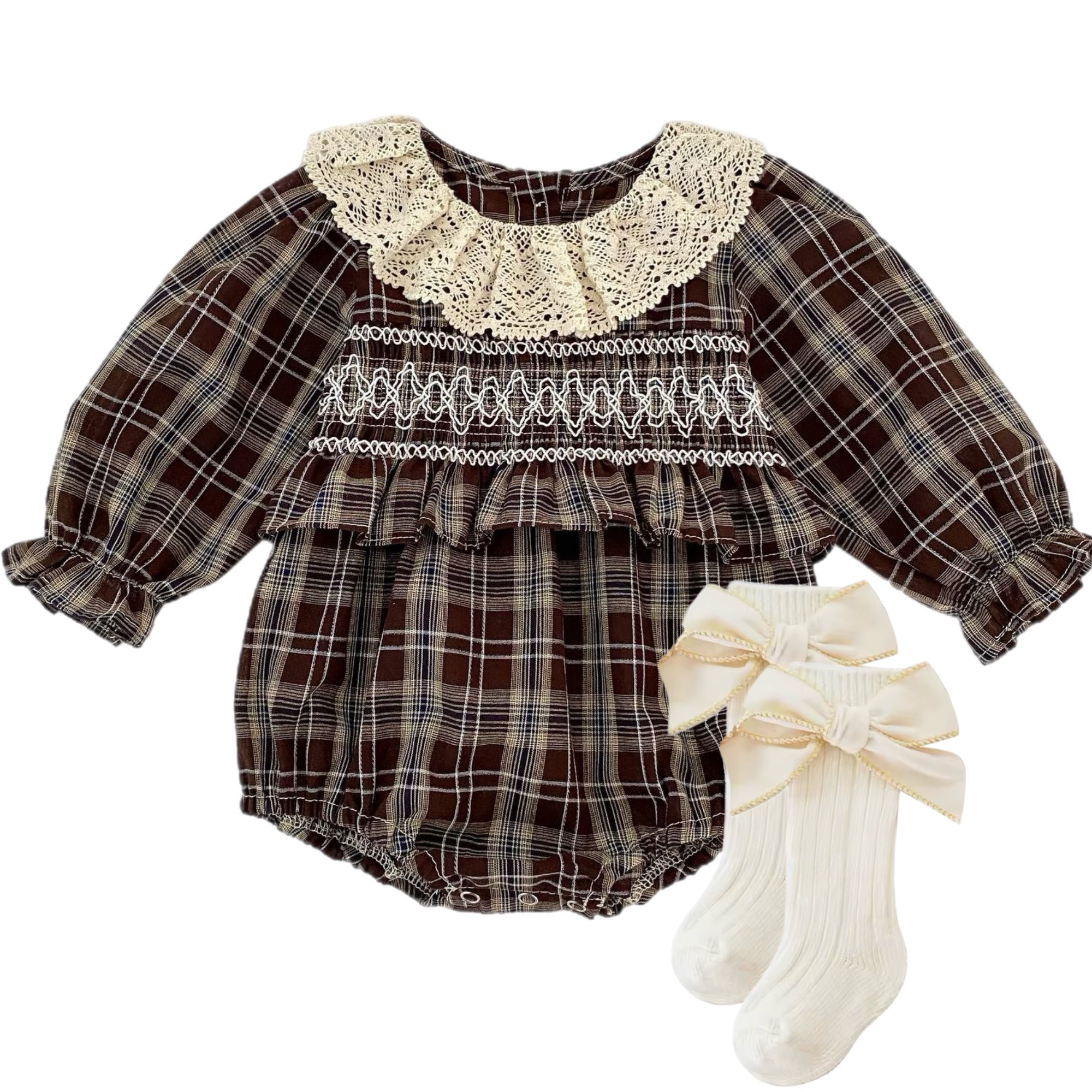 Autumn Heirloom Plaid Smocked Bubble Romper