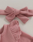 2pcs Waffle Ruffle Onesie