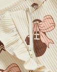 Pink Football Bow Baby Ruffle Footie