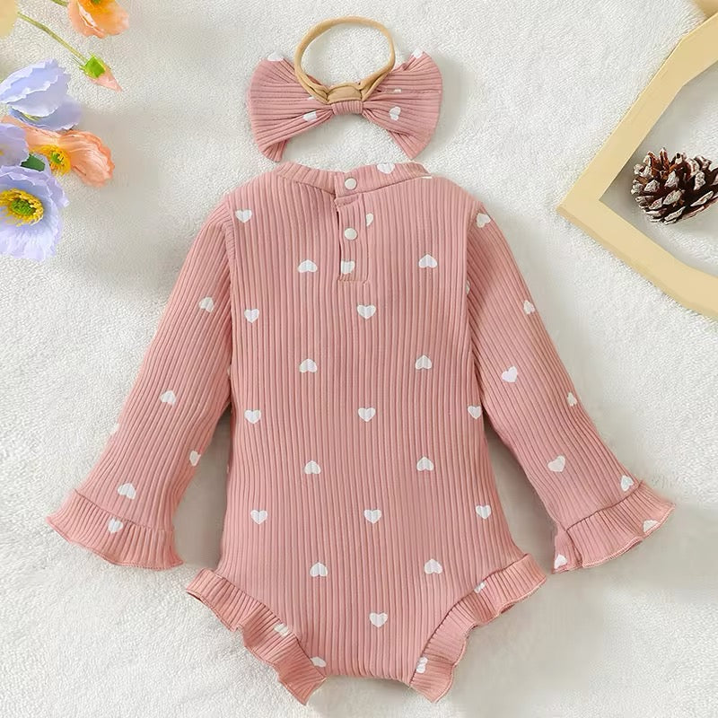 2pcs Heart Onesie Romper