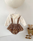 Vintage Embroidered Floral Suspender Skirt Set