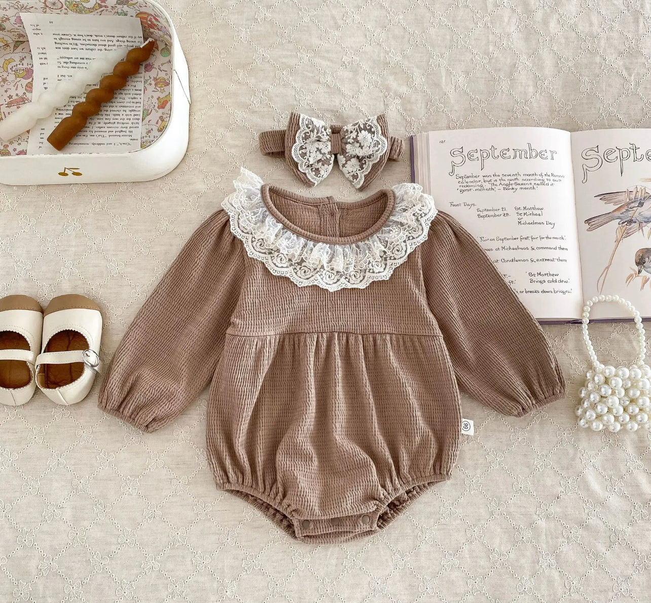 2pcs Lace Romper Set