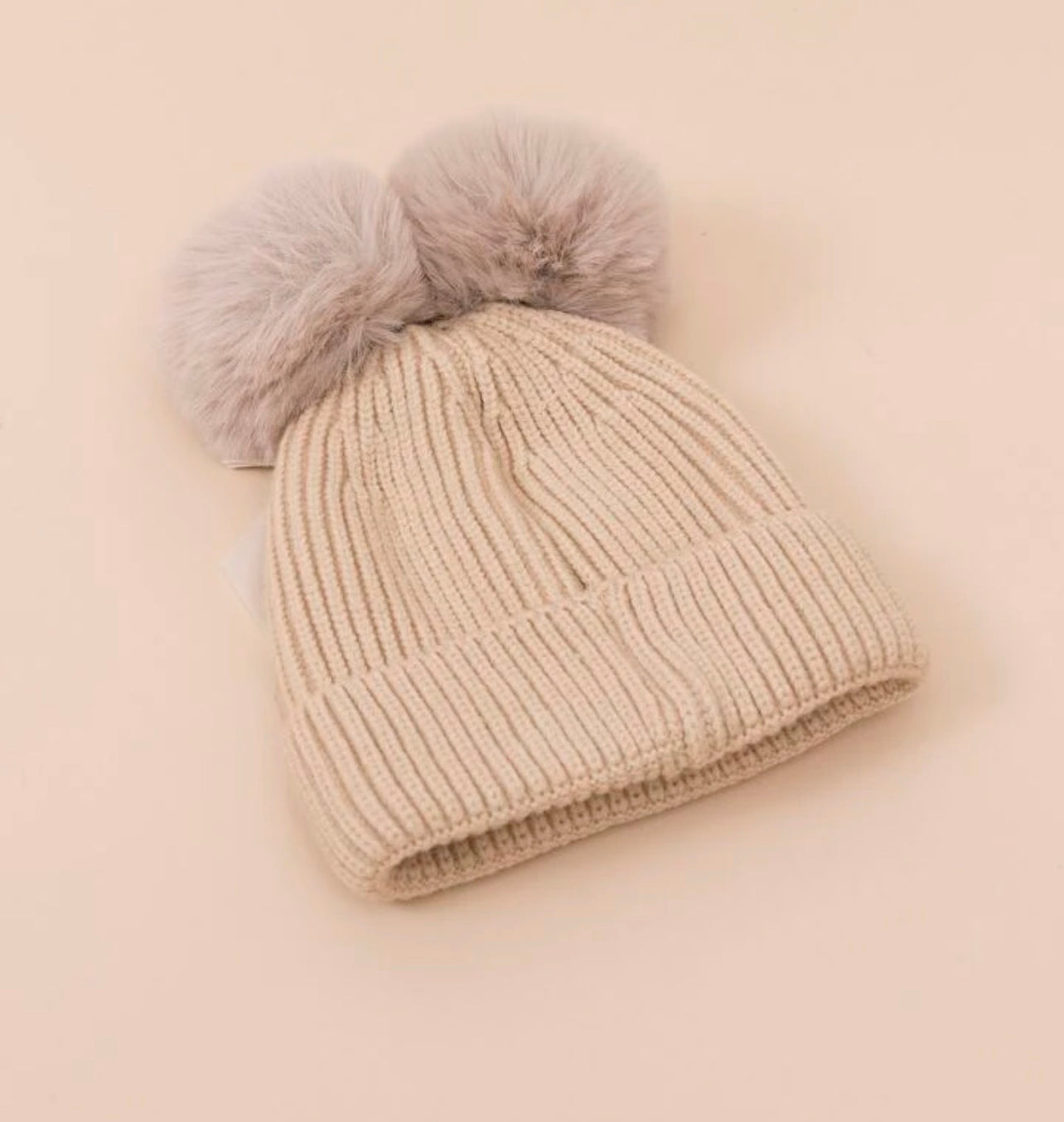 Double Pom Pom Knit Hat