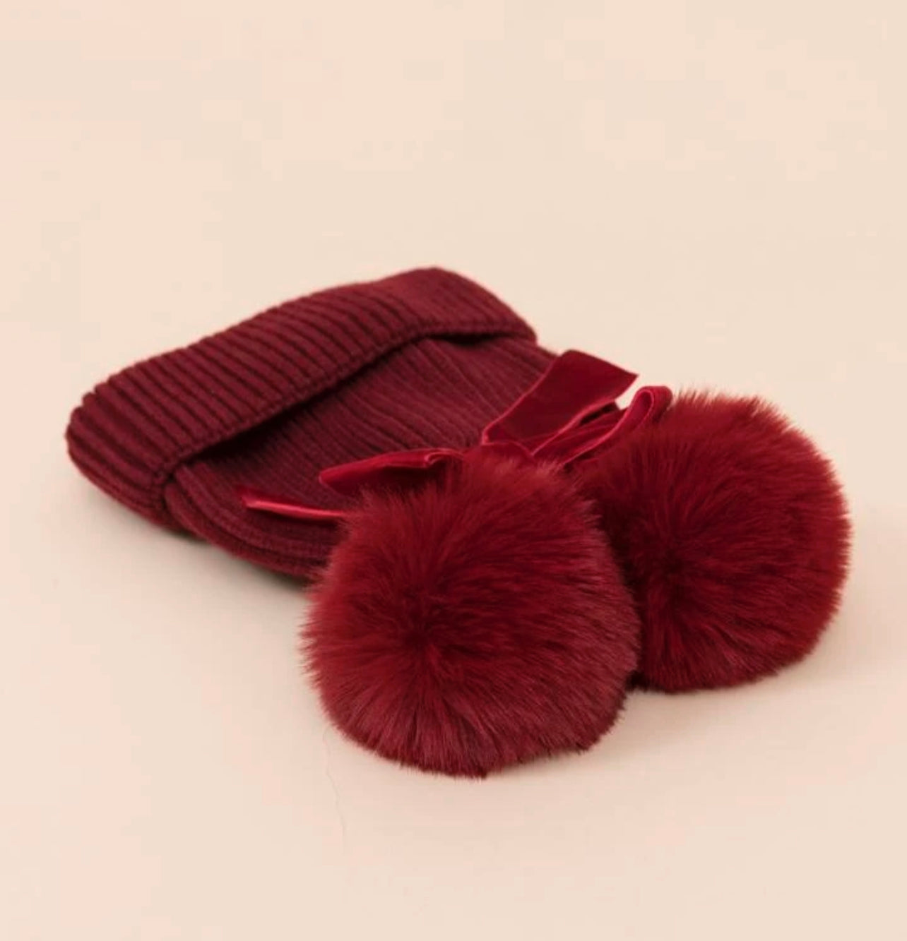 Double Pom Pom Knit Hat