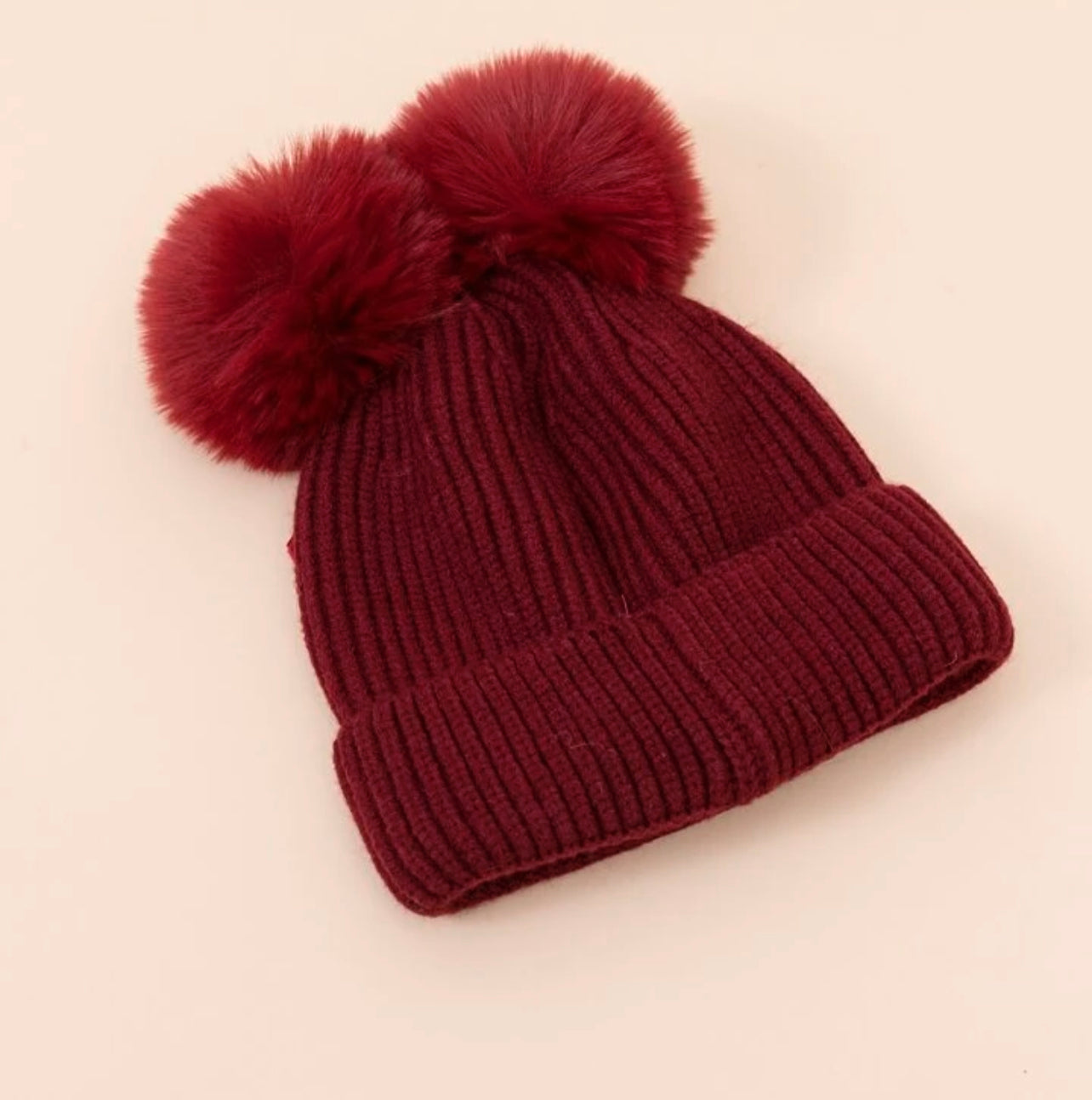 Double Pom Pom Knit Hat