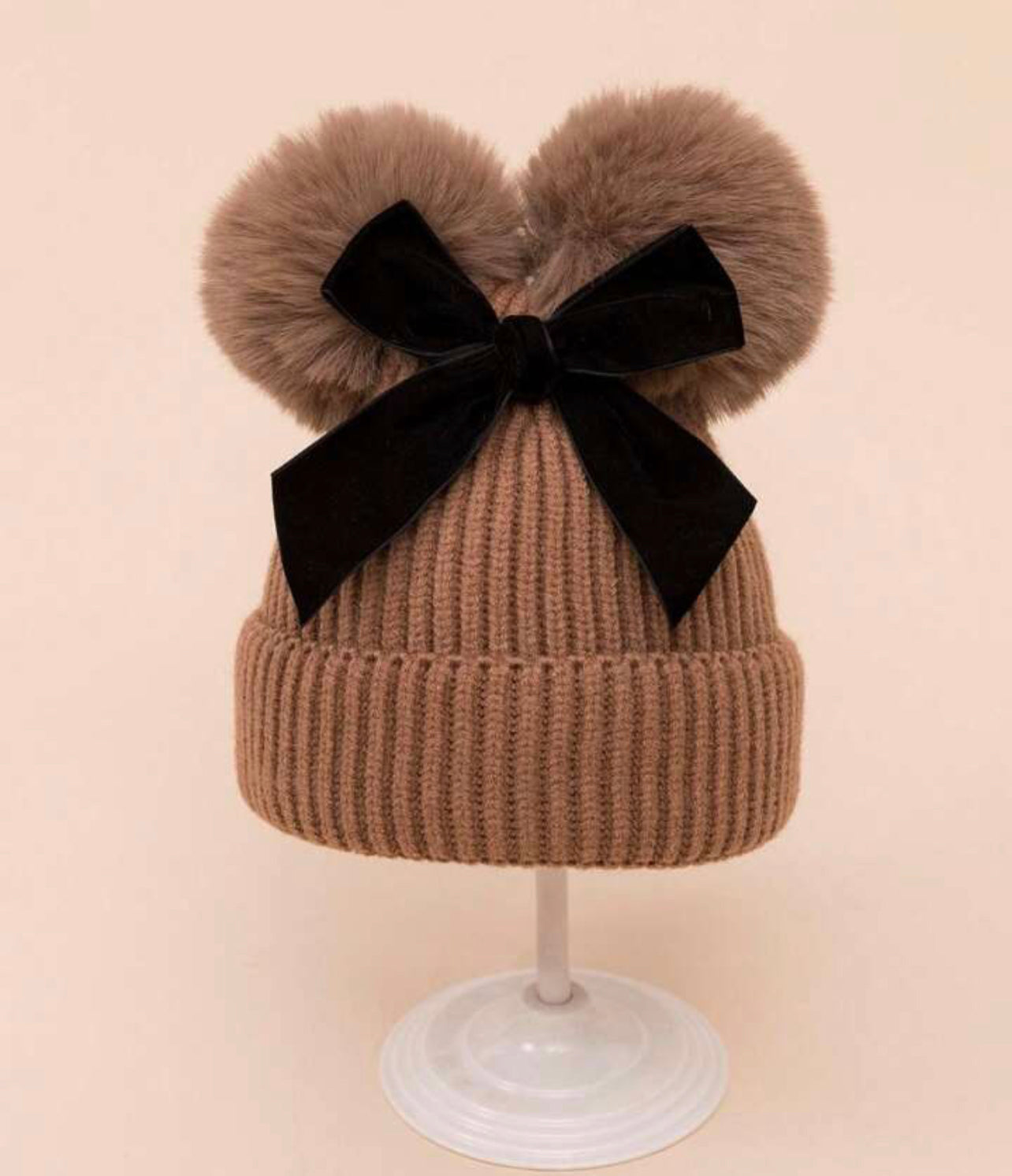 Double Pom Pom Knit Hat