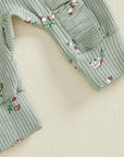 Floral Ribbed Onesie Headband Set(multiple colors)