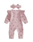 Floral Ribbed Onesie Headband Set(multiple colors)