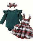 3pcs Green Plaid Set