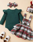 3pcs Green Plaid Set