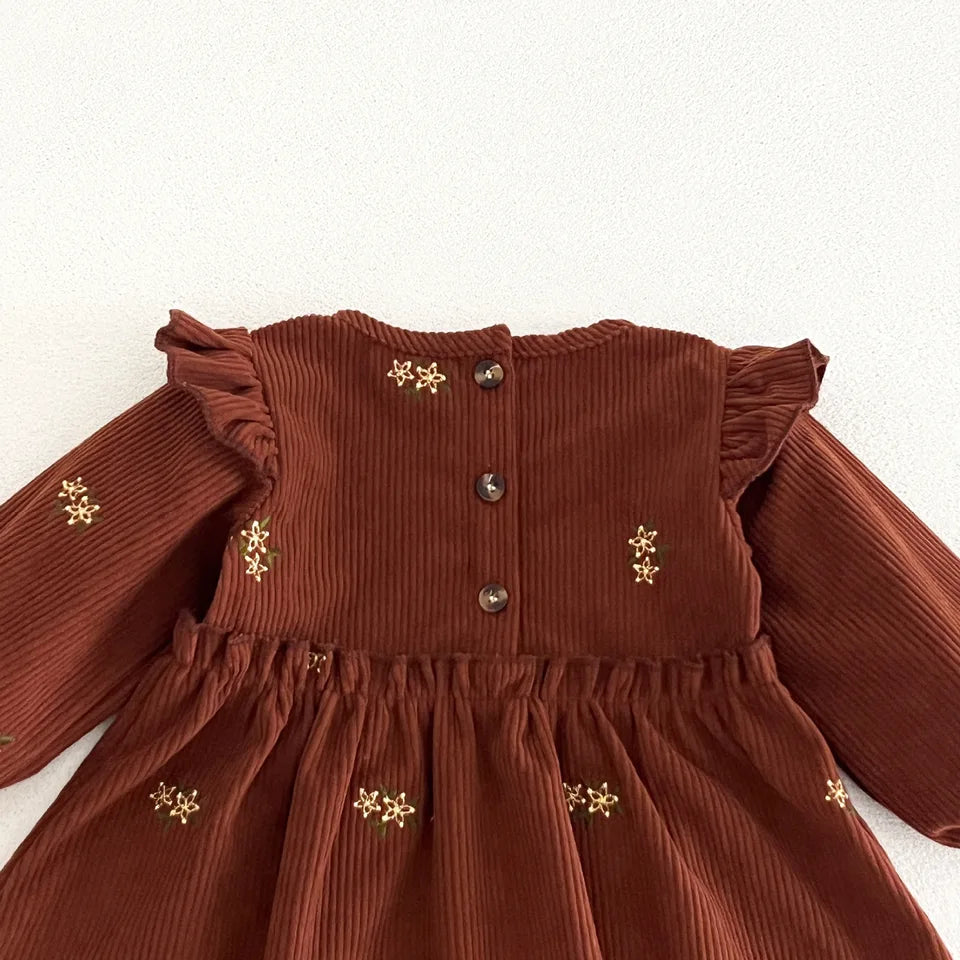 Classic Floral Corduroy Dress