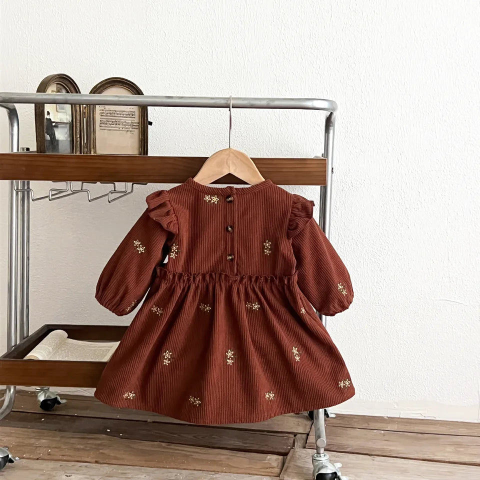 Classic Floral Corduroy Dress